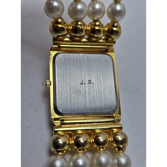 Vintage Joan Rivers Classics Faux Pearl Gold Bracelet Watch New Battery Classy - Picture 11 of 11